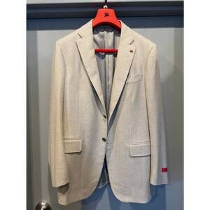 NEW ISAIA men's houndstooth wool sportcoat in grey